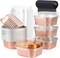 10oz Mini Cake Tins With Lids 40 Pack,LNYZQUS Aluminum Foil Small Baking Pans Disposable Large Brownie Baking Cups,4”x4” Small Bread Muffin Containers Holders For Party-Champagne